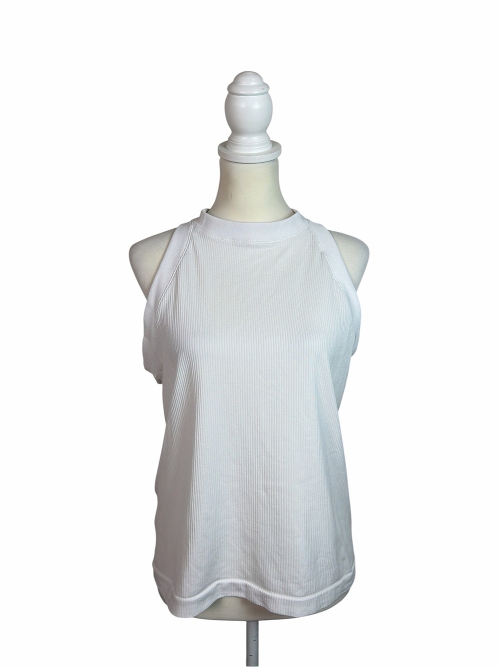 Athleta Renew Seamless Racerback Tank 1X White Ribbed High Neck Athleisure Top